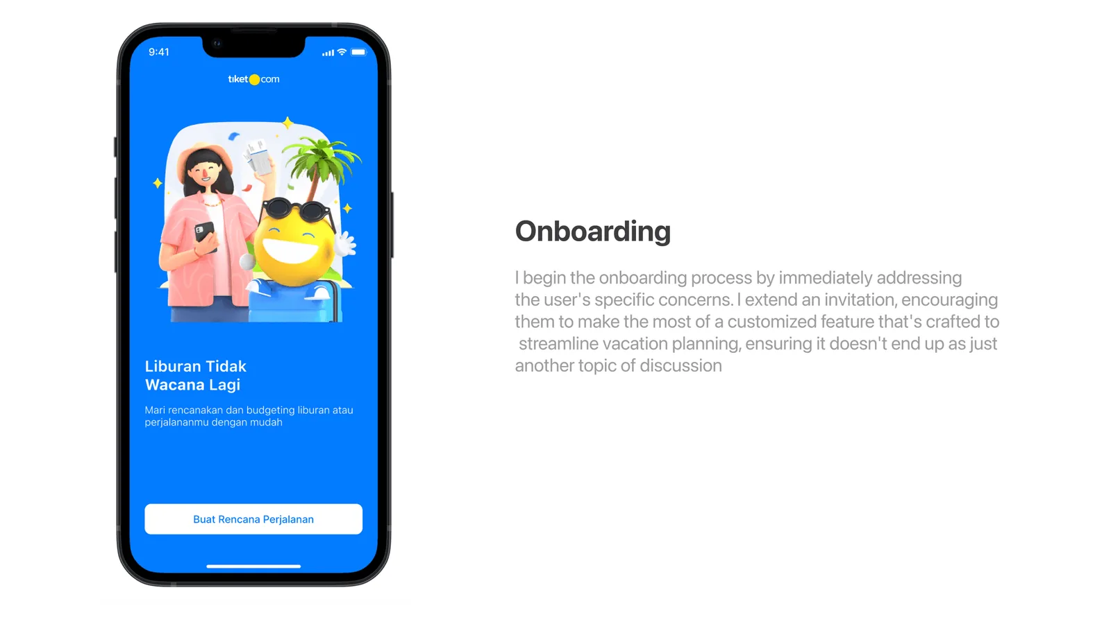 Onboarding screen introducing the travel planner